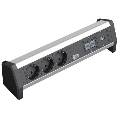 Afbeelding van BACHMANN Desk 3x geaard stopcontact, 2xCAT6, 1xUSB 3.0