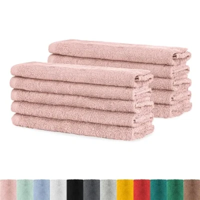 Afbeelding van BaSaTex Handdoekenset voor gasten, verpakking van 10 stuks, badstof handdoeken met ophanglus zacht katoen, 30 x 50 cm, wasdoeken Öko Tex Standard 100 gecertificeerd, oudroze