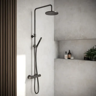 Afbeelding van HotBath Cobber thermostatische regendoucheset en 30 cm hoofddouche Verouderd ijzer SDS9AI5