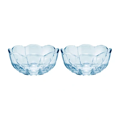 Afbeelding van Holmegaard Lily bowl D13cm H6.5cm set van 2 blue iris
