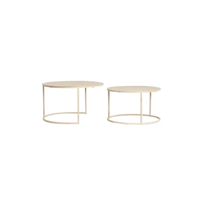 Afbeelding van Light &amp; Living Salontafel SADAR Ø75x42cm Bruin Set van 2
