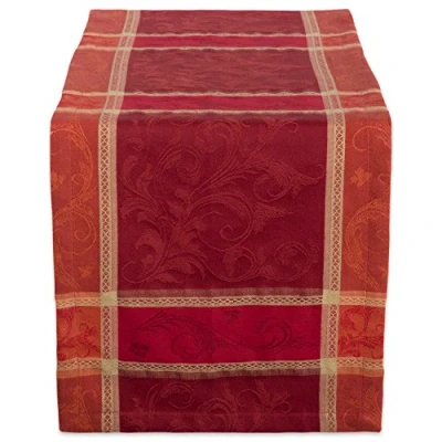 Afbeelding van DII Traditionele oogst tarwe jacquard collectie Thanksgiving herfst tafel decor damast katoen, 14x108 rechthoekige tafelloper, verbrande oranje pompoen wijnstok
