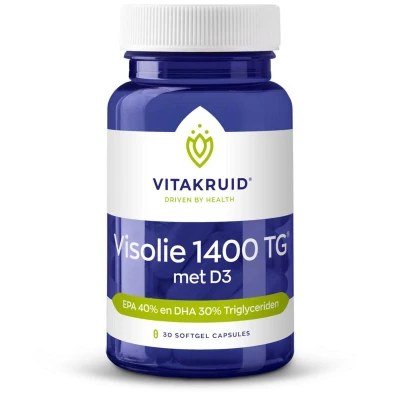 Afbeelding van Gratis Verzending: 2x Vitakruid Visolie 1400 Met D3 Triglyceriden EPA 40%&amp;DHA 30% 30 capsules