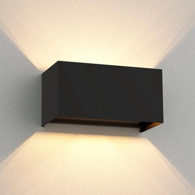 Afbeelding van ledscom.de Wandlamp CUBEL voor buiten, IP65, up/downlight, matzwart, hoekig, 2x G9 max. 10W