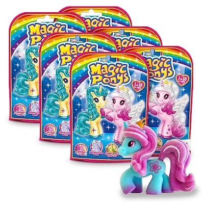 Afbeelding van CRAZE Magic PONYS 6 x ponyfiguren met magische tatoeages en accessoires, 18 pony&#039;s om te verzamelen, figuren voor kinderen van kleine