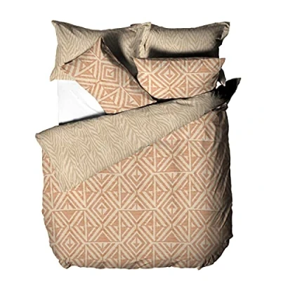 Afbeelding van furn. Tanza Dekbedovertrek en kussensloop set, terracotta, tweepersoons