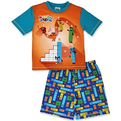Afbeelding van Numberblocks/Alphablocks, Pyjama met Korte Mouwen voor Kinderen, Numberblocks, Oranje, 7 8 Jaar: 128cm