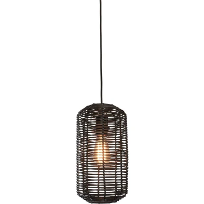 Afbeelding van Good&amp;Mojo Hanglamp Tanami Rotan Koker Large Zwart 18x18x35cm