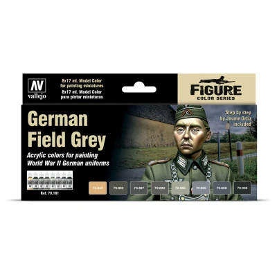 Afbeelding van Vallejo 070181 Kleurset, Duits uniform grijs, WWII, 8 x 17 ml