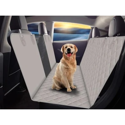 Afbeelding van GXT Hond achterbank cover beschermer voor auto&#039;s SUV en vrachtwagens met mesh venster, krasbestendig antislip waterdicht materiaal, lichtgrijs