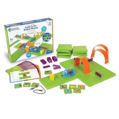 Afbeelding van Learning Resources Code &amp; Go Robotmuis Activiteitenset Oplaadbaar, Speelgoed voor 4 jarige jongens en meisjes, schermvrije interactieve programmeerbare robot