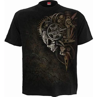 Afbeelding van Spiral Diesel Punk T shirt zwart 4XL 100% katoen Everyday Goth, Gothic, Horror, Rock wear, Steampunk