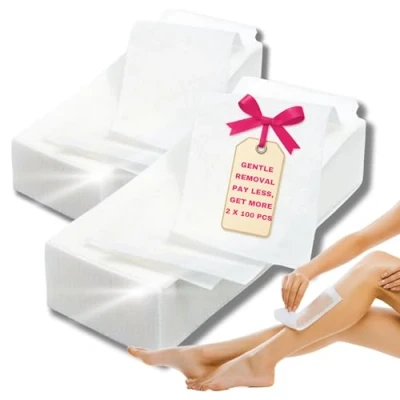 Afbeelding van LALILL Vliesstrips, 200 stuks voor was, vliesstrips ontharing met warme was en suikerpasta het gezicht, lichaamshaar, epileren, waxstrips