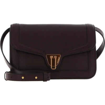 Afbeelding van COCCINELLE Leren Schoudertas Avondtas Marvin Twist Smooth Handbag Darkbrown Donkerbruin