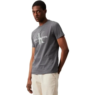 Afbeelding van Calvin Klein Jeans Heren T shirt met korte mouwen en ronde hals, Eindeloos Grijs, 3XL grote maten
