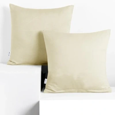 Afbeelding van DecoKing 2 kussenslopen 40x40 cm jersey katoen rits beige amber
