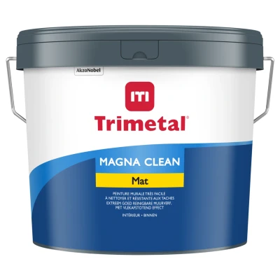 Afbeelding van Trimetal Magna clean Mat Matte binnenmuurverf water en vetafstotend ( 2 in 1) Kleur RAL 9010 Pure White gebrokenwit) 10 L