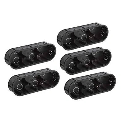Afbeelding van Meister Schakelkast 3 voudig inbouw 45 mm diep zwart 5 stuks 218 x 75 voor de van schakelaars &amp; stopcontacten/inbouwdoos dubbel/apparaatdoos/aansluitdoos / 7460750