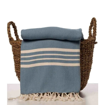 Afbeelding van Hamamdoek Krem Sultan XXL Air Blue 220x170cm van Lalay
