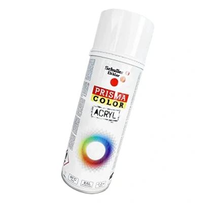 Afbeelding van Schuller Lakspray acryl spuitlak Prisma Color RAL, kleurkeuze, glanzend, mat, 400 ml, lakspray: verkeerswit RAL 9016