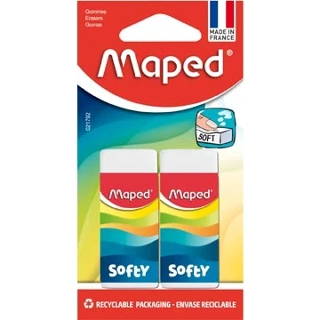 Afbeelding van Maped potloodgom Softy medium formaat, blister met 2 stuks gum