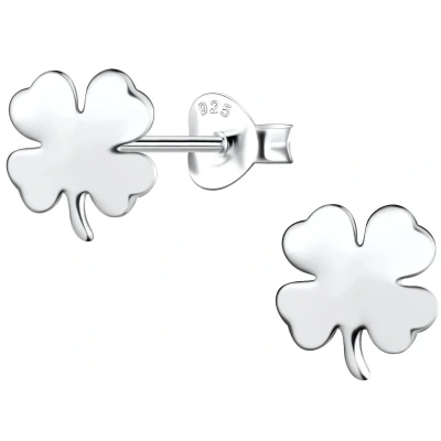 Afbeelding van JoyS Zilveren klaver oorbellen zilver klavertje vier 7.5 x 8 mm oorknoppen