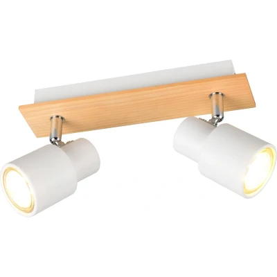 Afbeelding van Trio 2 lichts plafondlamp Pierre wit met hout R81982031