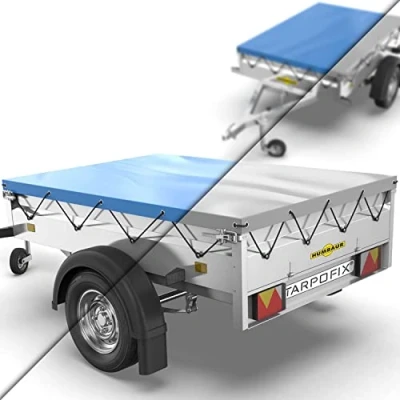 Afbeelding van Tarpofix® aanhangerzeil 258 x 136 cm met zeiltouw, plat pvc, versterkt aanhangerzeil, Humbaur voor autoaanhangers, 1300 kg, beschermend zeil