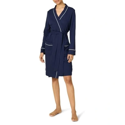 Afbeelding van Amazon Essentials Lichtgewicht gewafelde halflange badjas voor dames (verkrijgbaar in grote maten), marineblauw, M