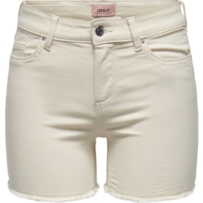 Afbeelding van ONLY Onlblush MID RAW Jeansshort, Dames, Maat: XS, Ecru