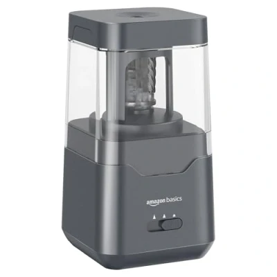 Afbeelding van Amazon Basics Draagbare elektrische puntenslijper, spiraalvormig mes, automatische stop, batterij/USB voeding