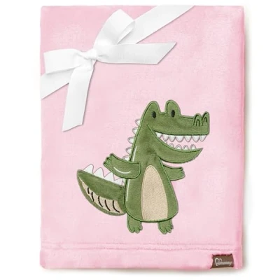 Afbeelding van Be Mammy Warme kinderdeken Knuffel Cadeau voor het kind met 3D applicatie BE20 168 (Poederroze Krokodil)