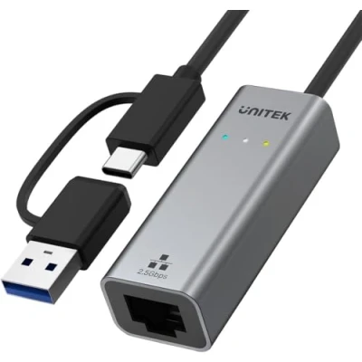 Afbeelding van UNITEK ADAPTER USB A/USB C RJ 45 2.5 GBIT, U1313C