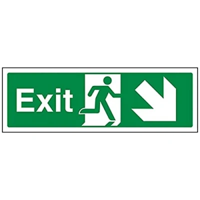 Afbeelding van VSafety Exit Pijl omlaag Rechts bord 300mm x 100mm 1mm Rigid Plastic