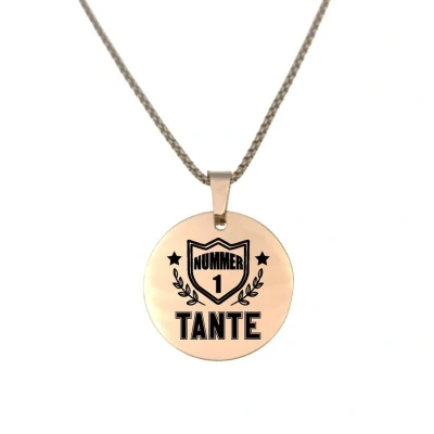 Afbeelding van Ketting RVS Rond Rosegoud Nummer 1 Tante