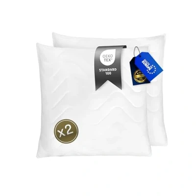 Afbeelding van FAM HOME Zachte Microvezel Kussen 80x80 cm Set van 2 Optimale Steun Voor Nek En Hoofd Hypoallergeen Machinewasbaar Droogbaar I Extra zak met vulling