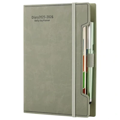 Afbeelding van Academisch dagboek 2025 2026 A5 dag per pagina, dagelijkse planner 2026,2025 van juli tot juni 2026,12 maandenagenda, dagelijks met harde kaft, pen, penlus, stickers