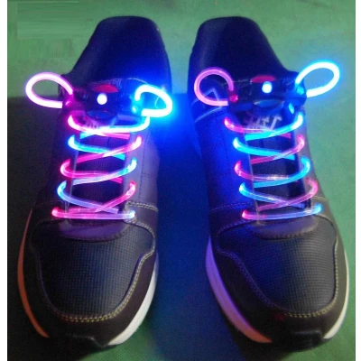 Afbeelding van Lichtgevende LED Veters Blauw/Roze