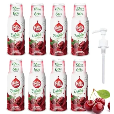 Afbeelding van 8 pakjes FruttaMax Vruchtensiroopconcentraat Minder suiker met 60% fruitgehalte geschikt voor frisdrankautomaat (8 x 500 ml) Kers)