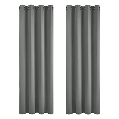 Afbeelding van Deconovo Gordijnen Verduisterend, Gordijn Warmte isoleerd met Ringen voor Slaapkamer, Woonkamer, 132x138 cm (B x H), Lichtgrijs, 2 stuks