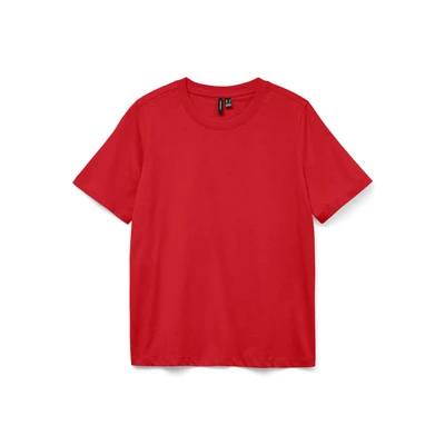 Afbeelding van Vero Moda Vmpaulina Tshirt basic, Dames, Maat: XS, High risk red