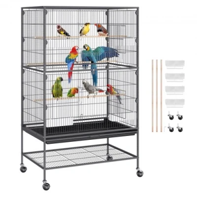 Afbeelding van VEVOR Vogelvolière 79x51x132cm Q195 Koolstofstalen Vogelkooi Vogelhuis Geschikt voor 2 3 Middelgrote tot Grote Vogels Volière met Slot Vogelbouwer