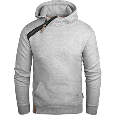 Afbeelding van Grin&amp;Bear Capuchontrui voor heren, hoodie met schuine halve rits, GEC435, gemengd grijs, L