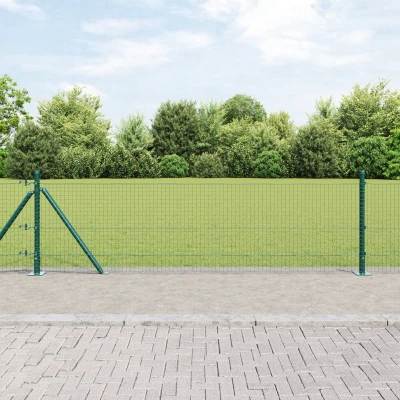 Afbeelding van vidaXL Gelaste Draad Omheining met 13 Flenspalen Groen 0.4x100 m Staal