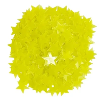 Afbeelding van NyxSeat 300 stuks lichtgevende sterstickers, fluorescerende stickers, 3D sterrenbehang, kinderkamerdecoratie (geel)