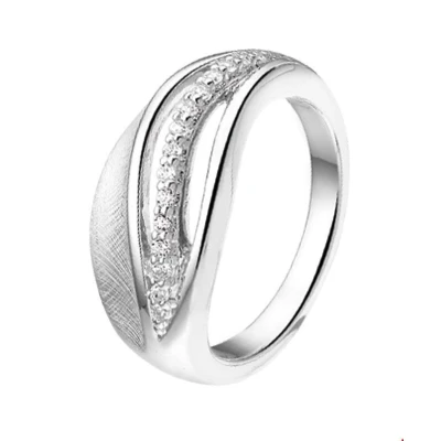 Afbeelding van Zilver Gerhodineerde Ring gescratcht zirkonia 1324601 19.00 mm (60)