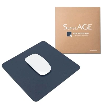Afbeelding van SenseAGE Slanke muismat voor thuis/kantoor, draagbare computer en laptop, naadloze kleding, antislip basis, compatibel met laser optische muis, 22 x cm (donkerblauw (met logo))