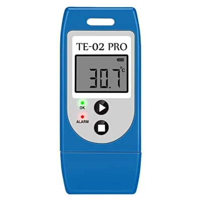 Afbeelding van Temperatuurgegevenslogger, multifunctionele USB temperatuur gegevensrecorder met 32000 meetwaarden, PDF rapporten, alarmen, waterdicht, levensduur van 1 jaar, kalibratiecertificaten, thermometer logger