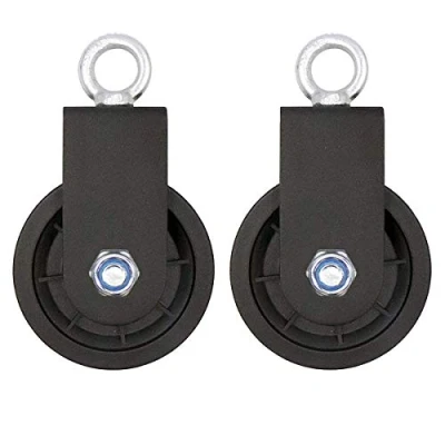 Afbeelding van LFJ Enkele draaibare katrolblok, 90 mm gym katrolsysteem met U montagebeugel, rolhefwiel voor draadkabel Kabelmachine DIY bevestiging (2Pcs)