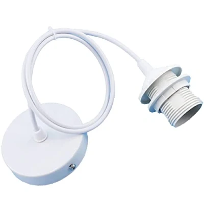 Afbeelding van Mikqky E27 Lamphouder Met Kabel, Wit 100cm Metalen Plafondhanglamp, Hanglamp Ideaal voor Plafondverlichting